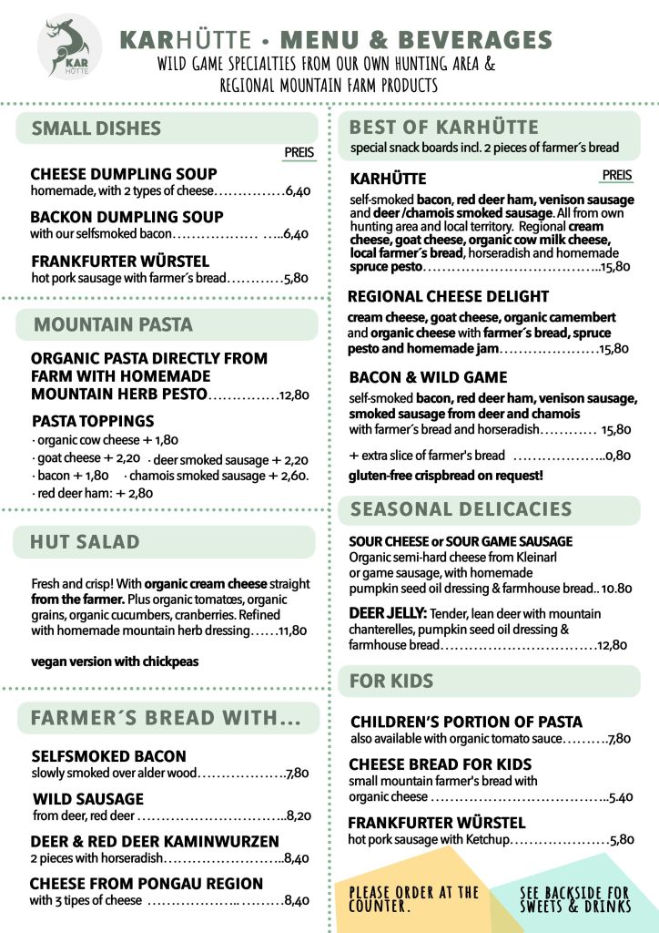 karhütte English menu